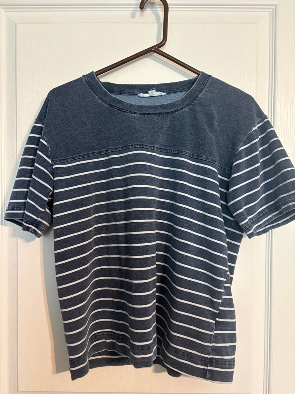 Jane + Delancey Blue Striped Crewneck Tee Size Small